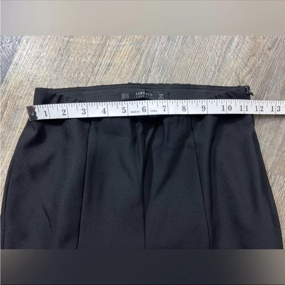 ZARA FRILLY CREPE TROUSERS Bell Bottom Flared Black Pants Size XS - Picture 7 of 9